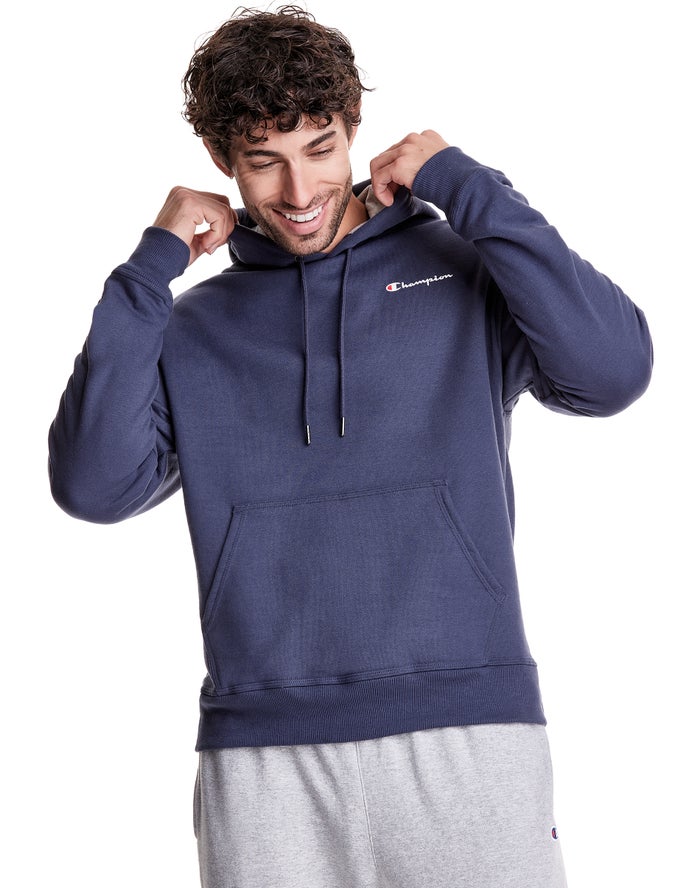 Sudadera Con Capucha Champion Hombre - Powerblend Fleece Script Logo ( Azules ) 5910684-HU